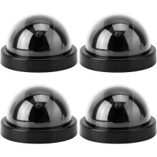4Pcs Dome Simulation Dummy Fake Security Camera, Anti-Theft CCTV Surveillance Camera with Flashing LED Light