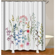 Nature Pattern Shower Curtain, Retro Plant Art Design of Wild Flowers and Leaves of Plants, Waterproof and Mold-Proof 180 * 180cm (Style 1)