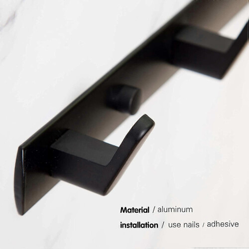 4 Hooks Matte Black Wall Bathroom Towel Hook Mount Stainless Steel Shower Wall Coat Rack Hanging 2