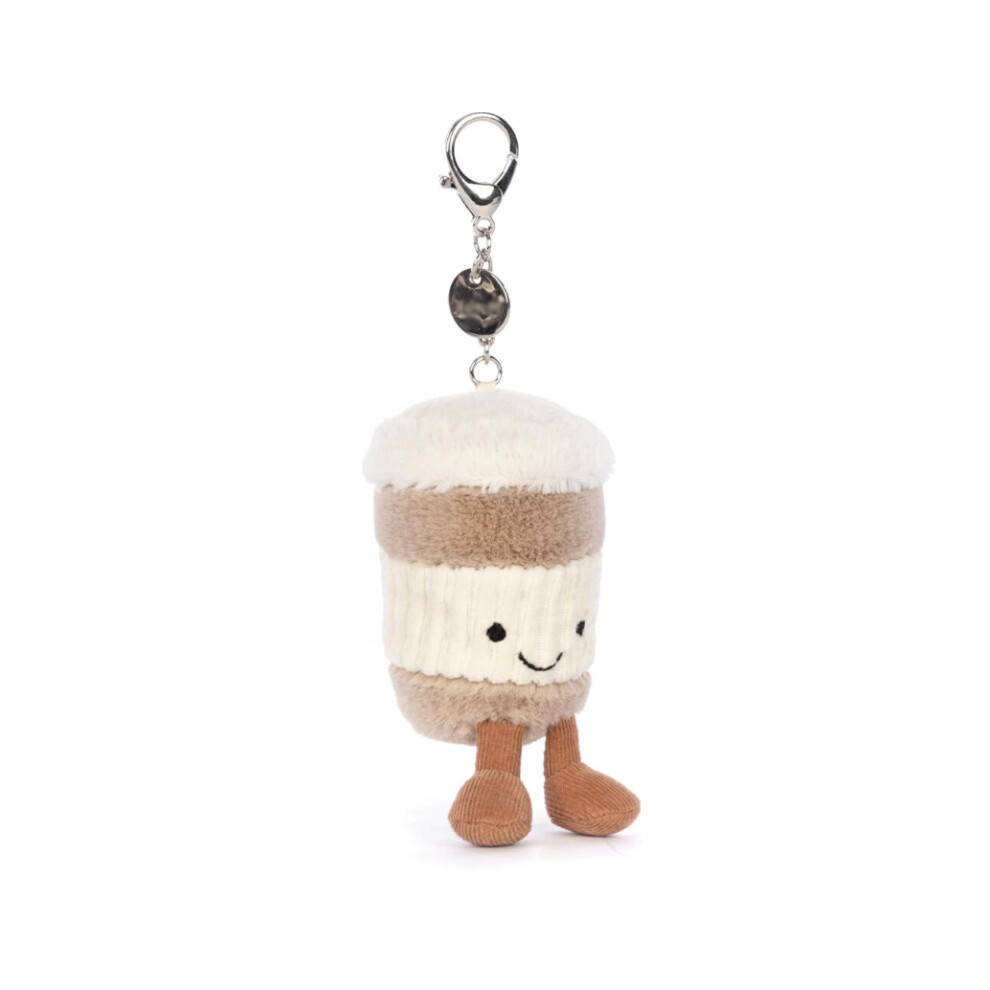 (Coffee To Go) Clipon Keychain Plush Stuffed Doll Bag Pendant Ornament Gift Christmas Brown