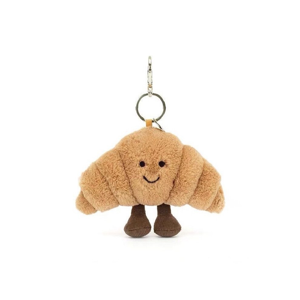 (Croissant) Clipon Keychain Plush Stuffed Doll Bag Pendant Ornament Gift Christmas