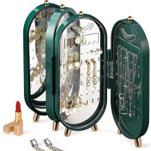 Jewelry Box Stand, Jewelry Box with Mirror, Large Capacity and High Quality Gifts Green(Excluding Jewelry)