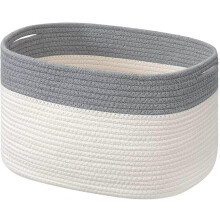 Cotton Rope Storage Baskets Bin Storage Cube Organizer Foldable Decorative Woven Basket with Handles 15"x 10"x 9"
