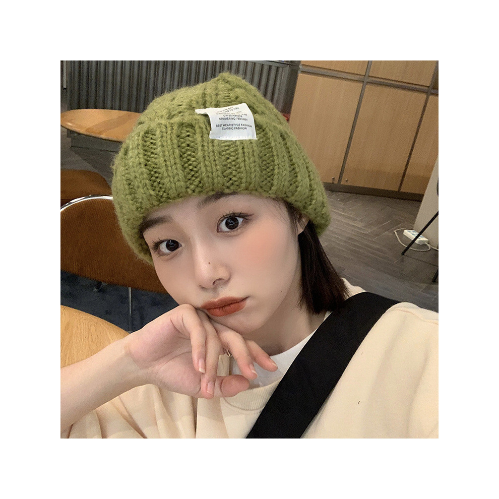 (Green) Beanie Stylish Winter For Women Thick Yarn Knit Hat Design Letter With-image-OPC-PGVF6HY-NEW