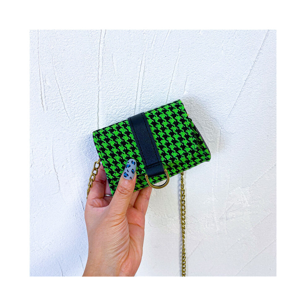 (Green) Mini Childrens Stylish Bag For Boys And Girls With Pattern Trendy Houndstooth-image-OPC-PGVF9C9-NEW