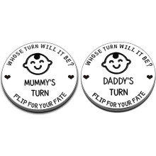 New Baby Gift for Parent Mom Daddy New Dad Gifts Funny Decision Coin for Women Men New Mom Gifts Double-Sided