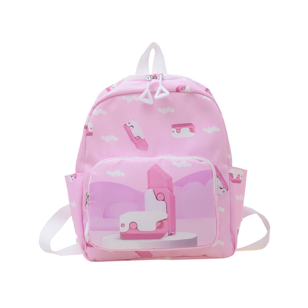 (Pink) Cartoon Print Playful Childrens Backpack With Soft Polyester Lining And Comfortable Design-image-OPC-PGVFSZ8-NEW