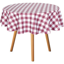 Checkered Vinyl Round Tablecloth - 60 Inch, 100% Waterproof Oil Proof Spill Proof PVC Table Cloth, Wipe Clean Table Cover , Burgundy and White