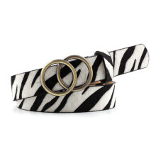 (Zebra) Faux Fashionforward Womens Leather Belt With Decorative Round Buckle And Trendy Color Choices For The Wardrobe Modern Womans