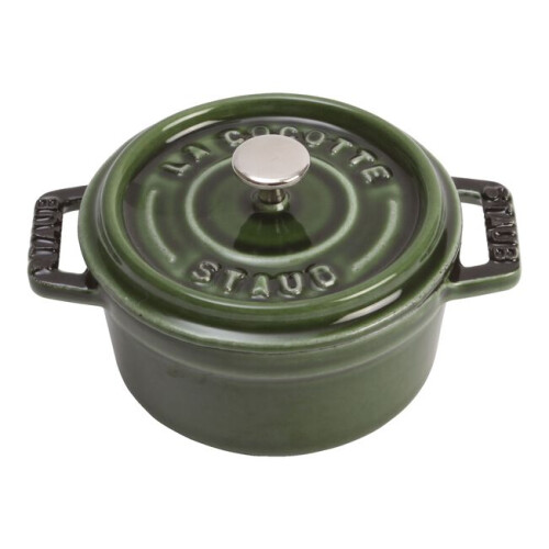 STAUB  MINI ROUND CAST IRON COCOTTE, BASIL GREEN, 10CM