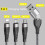 Multi USB Cable, 5 in 1 Multi USB A/C Charger Nylon Braided Data Cable with iP Micro USB Type C Connector 12
