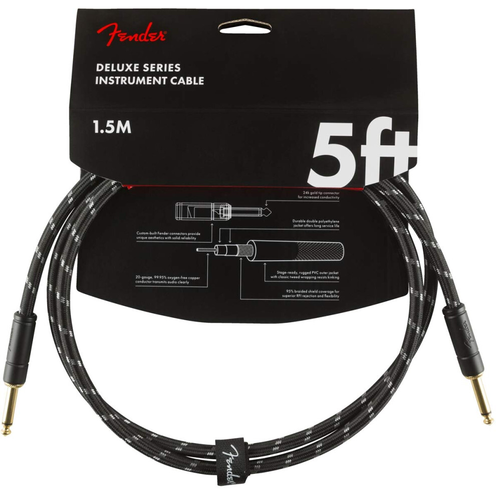 Fender Deluxe Series Instrument cable  StraightStraight  Black Tweed  5ft
