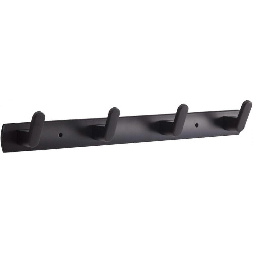 4 Hooks Matte Black Wall Bathroom Towel Hook Mount Stainless Steel Shower Wall Coat Rack Hanging