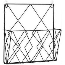 Hanging Magazine Rack Metal Magazine Rack, Newspaper Rack Newspaper Basket Wall Mounted Magazine Rack with 2 Hooks for Magazines, Books and Office Doc