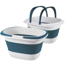 4.2 Gal(16L) 2 Pack Large Collapsible Plastic Bucket with Handle Multiuse Foldable Water Pail/Sink for Camping,Fishing,Ice(2, Blue)