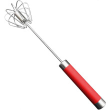 Hand Push Egg Whisk, Stainless Steel Whisk Blender for Home, Versatile Tool for Egg Beater, Milk Frother, Hand Push Mixer Stirrer(12 inch, Red)