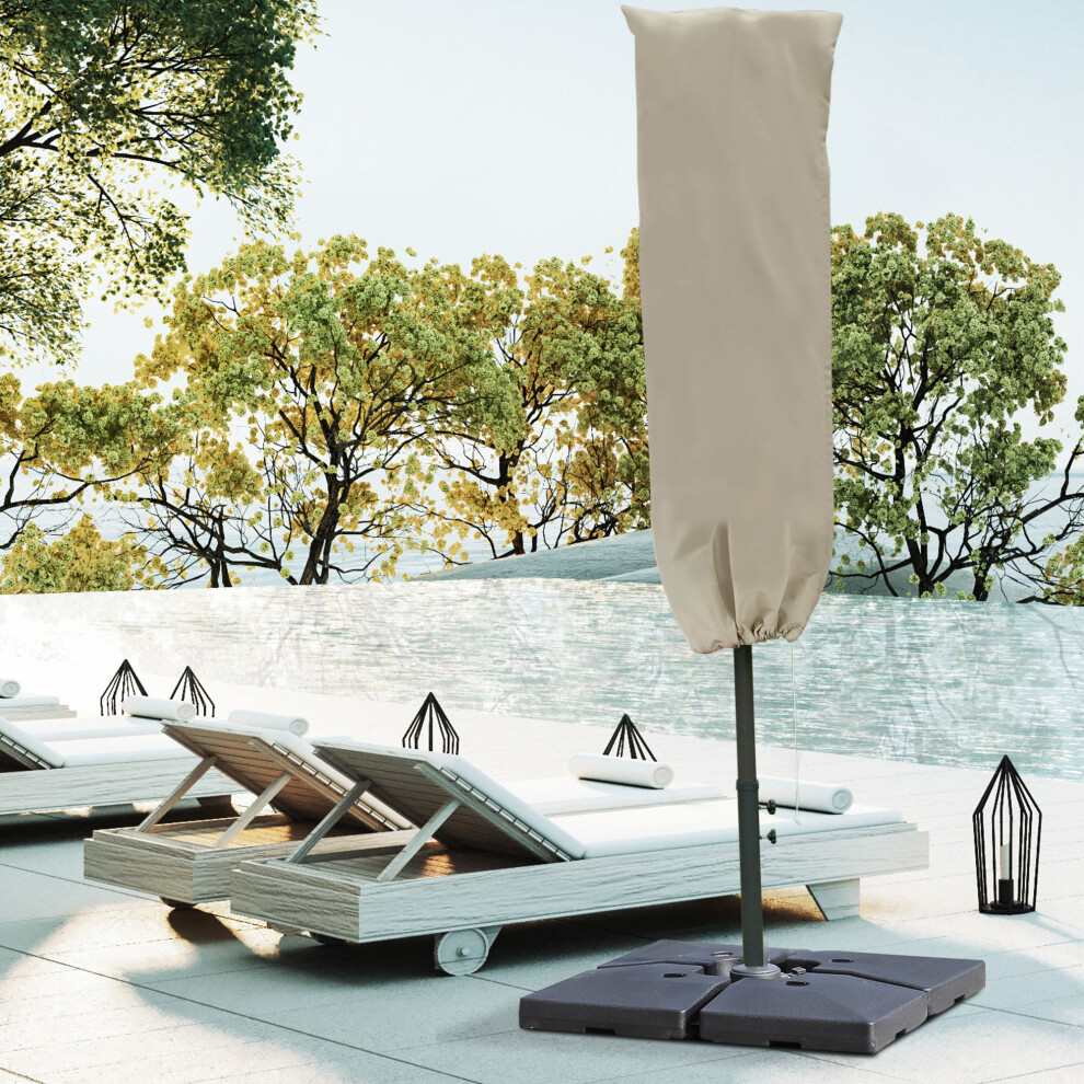 Outsunny Garden Parasol Cover For 2-4M Outdoor Umbrella Protector W/ Rod, Zipper