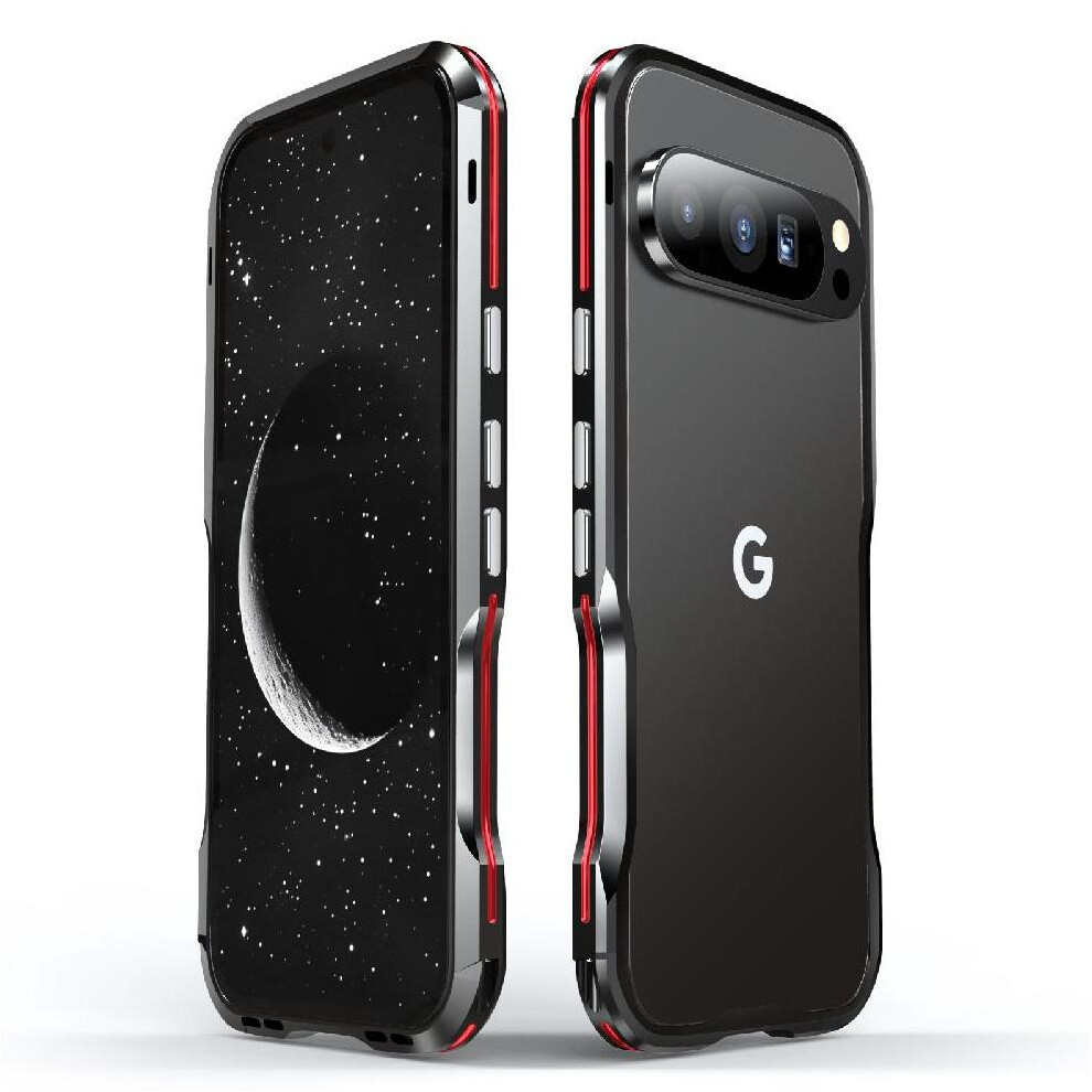 (Red) Case For Google Pixel 9 Pro Built-In Silicone Shockproof Dustproof Kumwum Armor Phone Heavy Duty Hybrid Metal Bumper Military Grade Drop Protect Red 764544214247