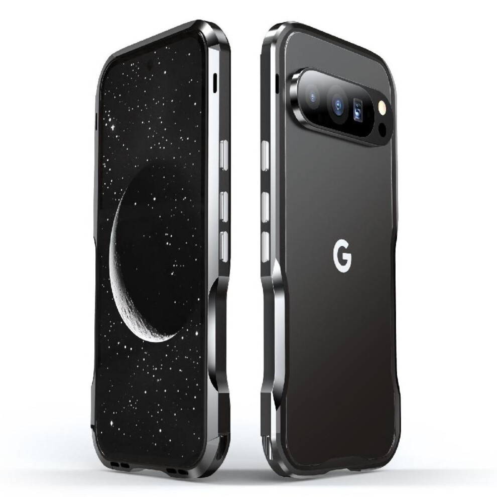 (Black) Case For Google Pixel 9 Pro Built-In Silicone Shockproof Dustproof Kumwum Armor Phone Heavy Duty Hybrid Metal Bumper Military Grade Drop Prote Black 764544214254