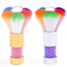 2Pcs Colorful Nail Art Dust Brush Remover Cleaner for Acrylic & UV Gel Nails with Shiny Rhinestone Handle