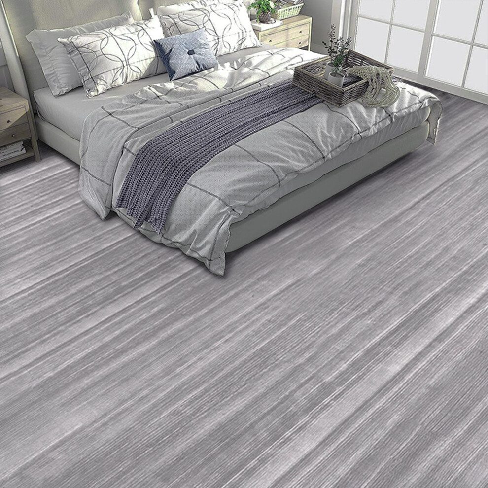 10M Grey Wood Grain Self-adhesive PVC Roll Flooring