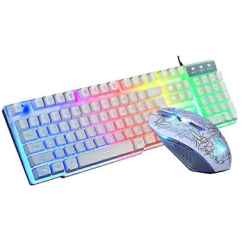 1set T6 Rainbow Led Backlit Multimedia Ergonomic Usb Wired Gaming Keyboard Wired Mouse And Mouse Pad