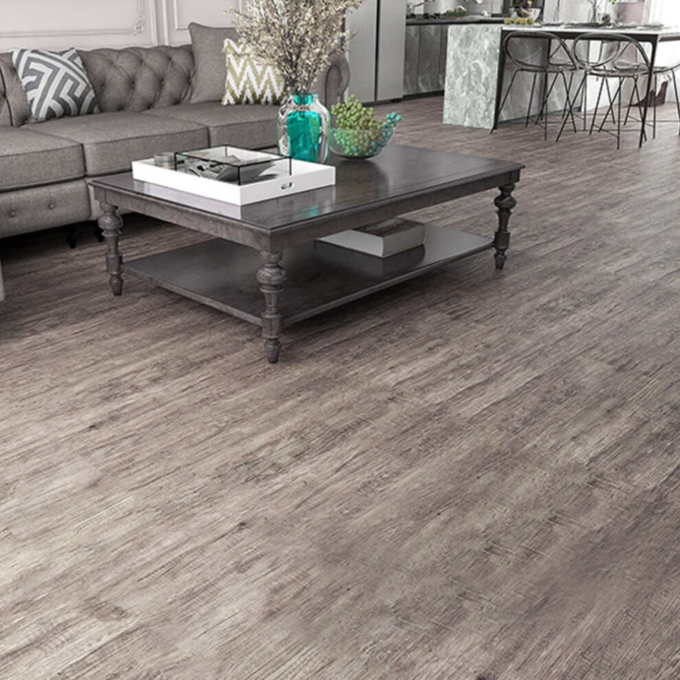 10M Grey Brown Wood Grain Self-adhesive PVC Roll Flooring