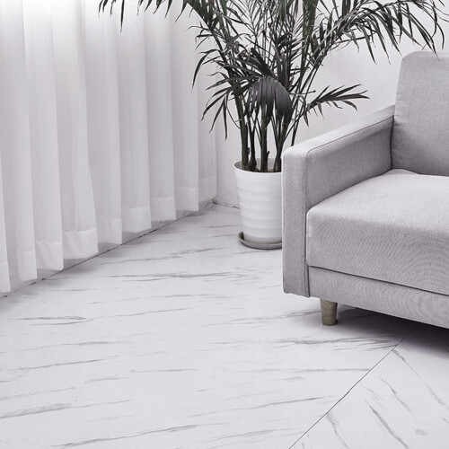 Living And Home 10M White Marble Effect Self-adhesive PVC Roll Flooring