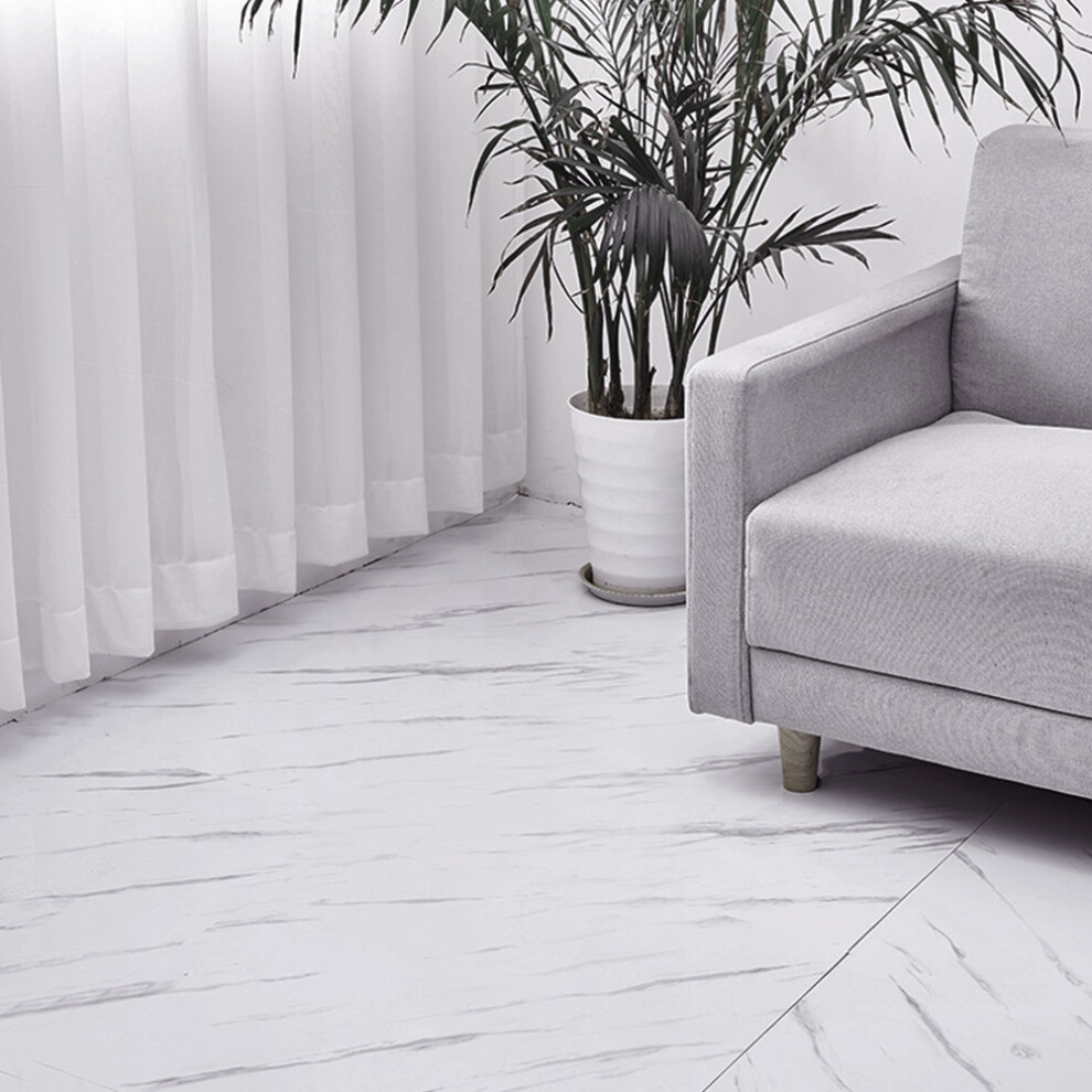 10M White Marble Effect Self-adhesive PVC Roll Flooring