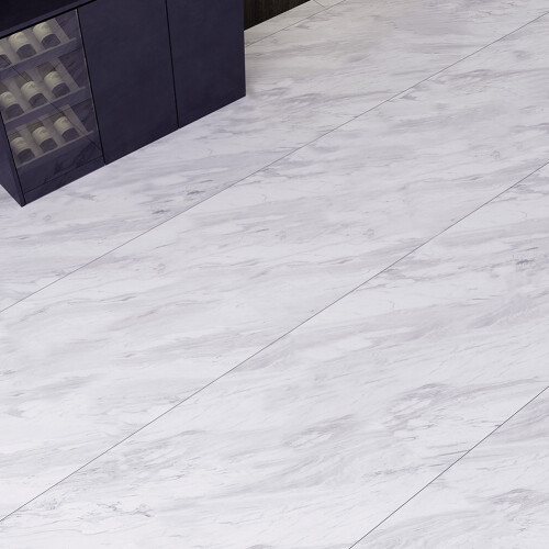 Living And Home 10M White Marble Effect Self-adhesive PVC Roll Flooring 1