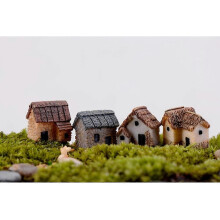 4 Pack Miniature Gardening Landscape Miniature Village Stone House Thumbnail House Thatched Cottage