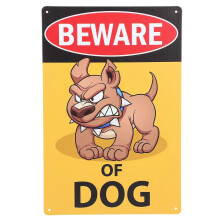 (As show, One size) Beware of Dog Sign Garden Yard Warning Sign Caution Dog Sign Iron Painting