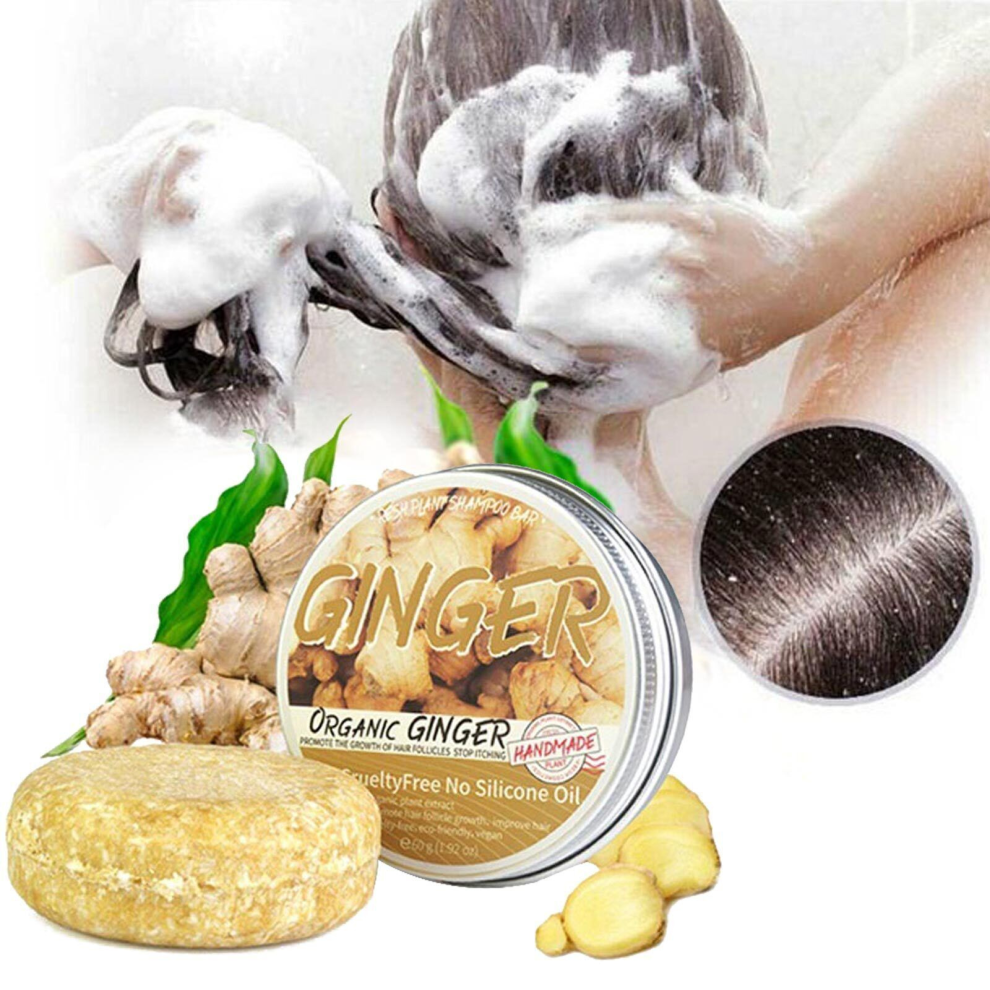 Leatpharkee Organic Ginger Hair Growth Shampoo Bar Soap Hair Regrowth Anti Hair Loss Damage Repair
