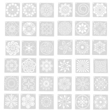 (As show, One size) 36 PCS Creative Mandala Drawing Stencils Hollow Out Stencils DIY Hollow Mandala Stencils for Wall Cabinet Painting (White)
