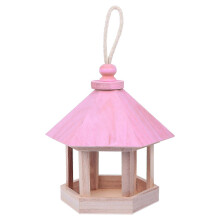 (As show, One size) Hanging Bird Feeding House Birdhouse DIY Paint-able Wooden Birds Nest Box