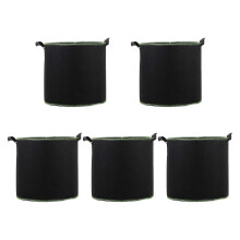 (As show, One size) 5 Pcs Breathable Plant Nursery Bags Non-woven Fabrics Flower Plant Growing Bags