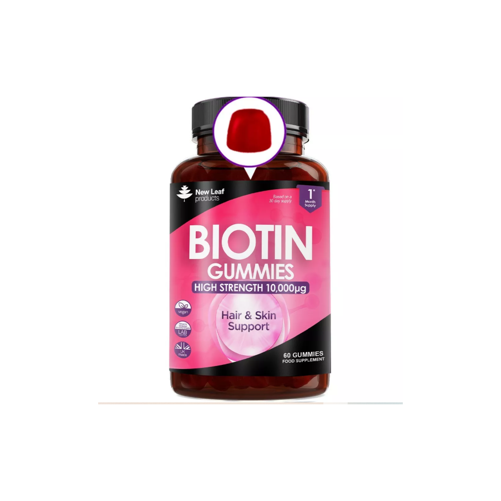 Biotin Gummies Hair Skin & Nail Beauty 10000mcg - Vegan Chewable Vitamins Growth