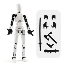 (white00)DIY Luminous T13 Multi-Jointed Movable Shapeshift Robot 3D-gedruckte Schaufensterpuppe Lucky