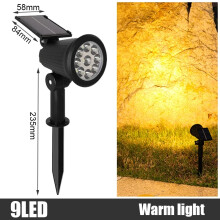 (9LED Ciepłe światło) Lampa solarna LED Regulowany reflektor solarny do wbudowania w ziemię IP65 Wodoodporna