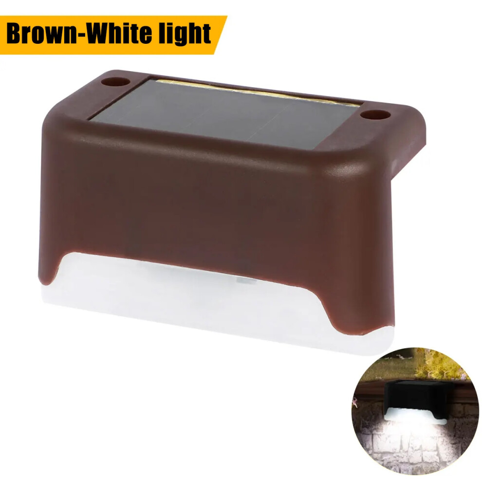 (Lumière blanche marron - 1 pièce) Lampe solaire à LED blanc chaud pour marches, chemins, escaliers,