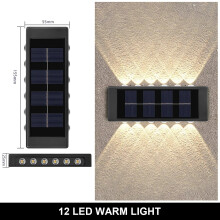 (12LED-WARM-4 szt. (2 pudełka)) Zewnętrzna lampa ścienna solarna wodoodporna Lampy solarne LED po