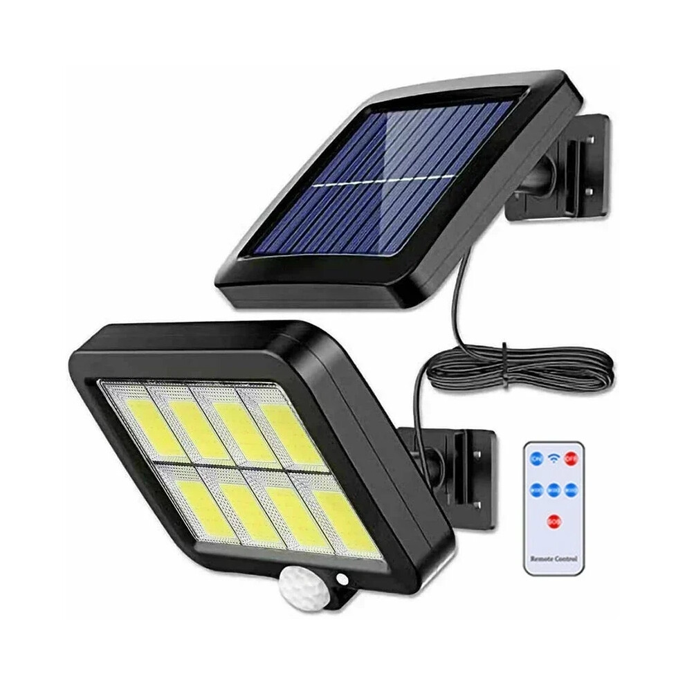 (160COB avec télécommande) Lampe murale solaire à capteur de mouvement, 3 modes, étanche, éclairage