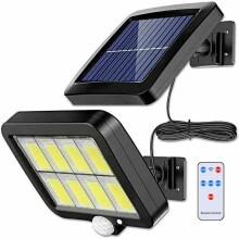 (160COB z pilotem) Lampa ścienna z czujnikiem ruchu, 3 tryby, wodoodporna, ogrodowa, uliczna, solarna
