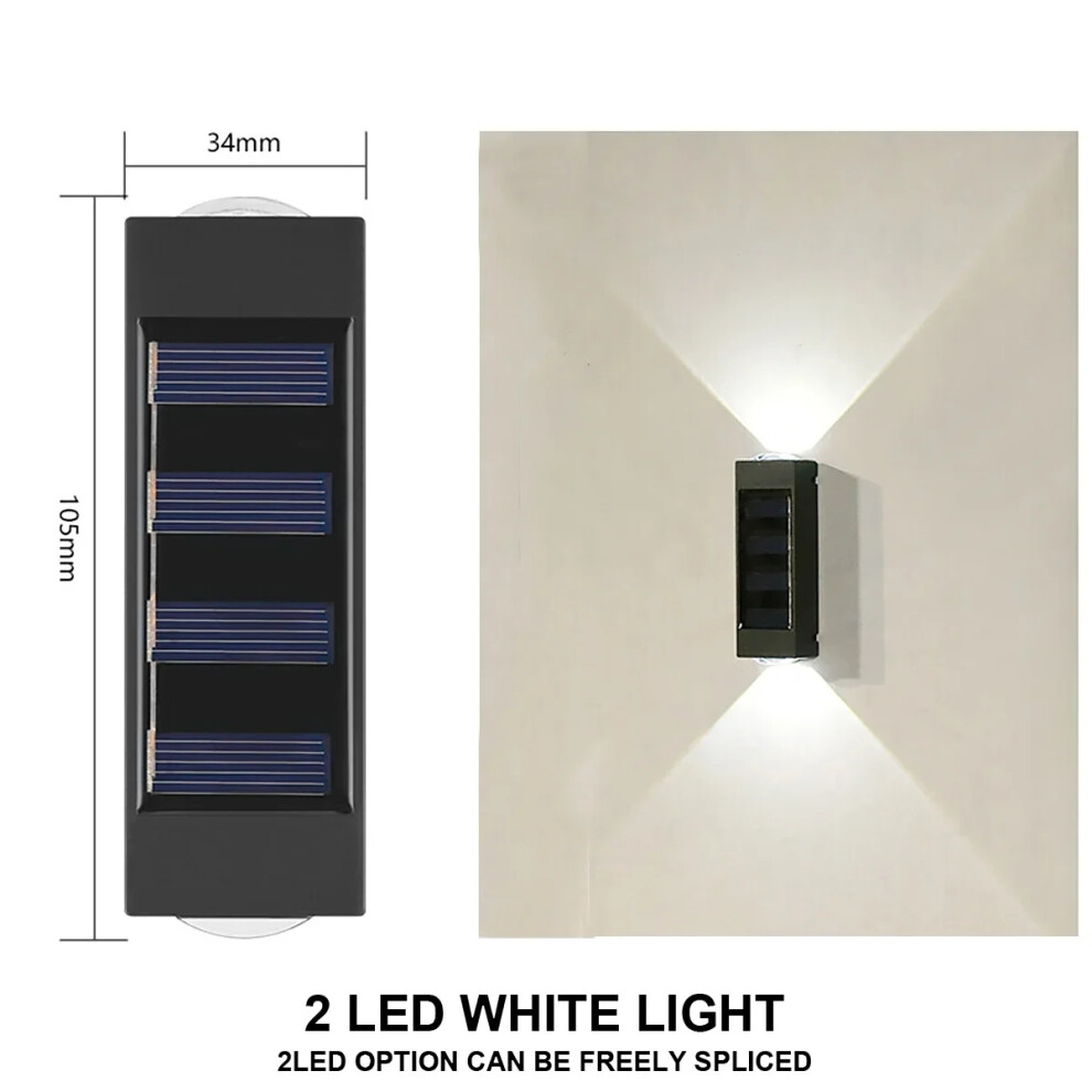 (2 LED - Lumière blanche - 1 pièce) Applique murale solaire, lampe de clôture solaire étanche, applique