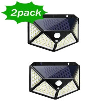 (2 sztuki - ciepła biel 3000 K) 2 sztuki ciepłej białej lampy ściennej solarnej, świecącej z 4 stron,