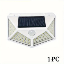 (100 diod LED, białe) 1 szt. Lampa ścienna zewnętrzna solarna z czujnikiem ruchu PIR, wodoodporna, oświetlenie