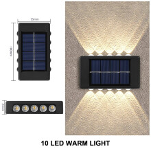 (10LED-WARM-4PCS) Zewnętrzne solarne lampy ścienne, wodoodporne, zasilane energią słoneczną, bezpieczne