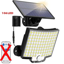 (bez pilota) 106 zewnętrznych lamp solarnych LED z czujnikiem ruchu, oddzielne panele reflektorów solarnych,
