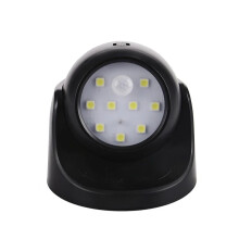 (Czarny) Reflektor LED zasilany bateryjnie z czujnikiem ruchu PIR, bezprzewodowa lampa ścienna na podczerwień