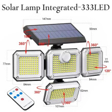 (333LED-Fit) Lampy solarne zewnętrzne, czujnik ruchu, indukcja człowieka, regulowane